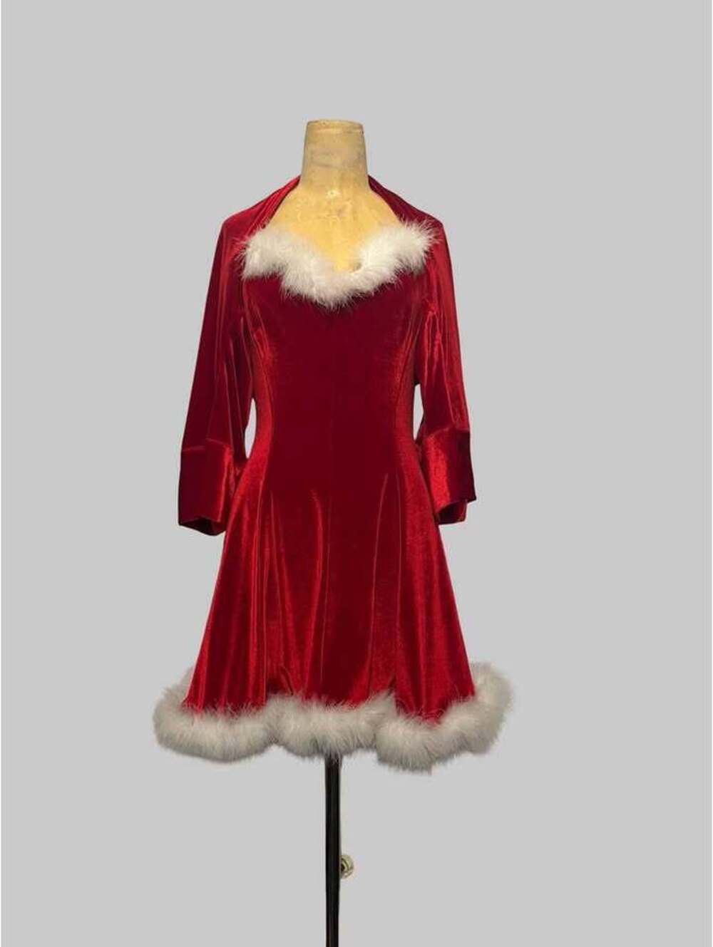 Red Velvet Xmas Costume Dress with Shrug